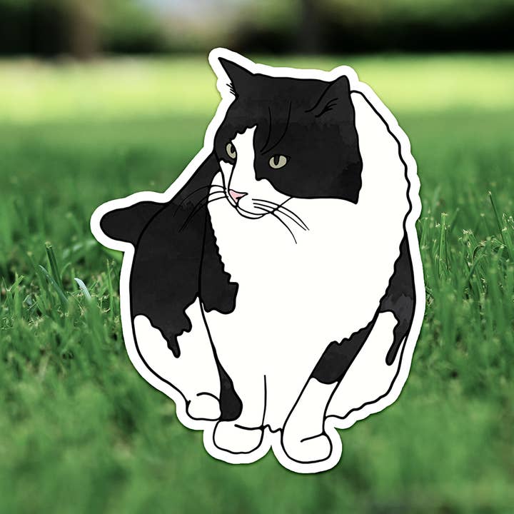 Black and White Cat Sticker for wholesale by DesignwithMurial