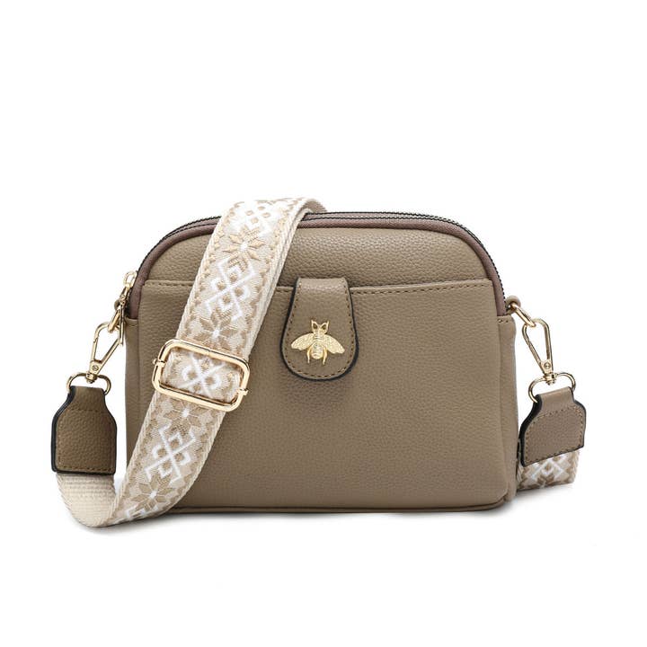 Papaya Fashion Ltd - Wholesale Crossbody bag – Women's - B23002 Bee Cross Body Handbag with double zip top sections9