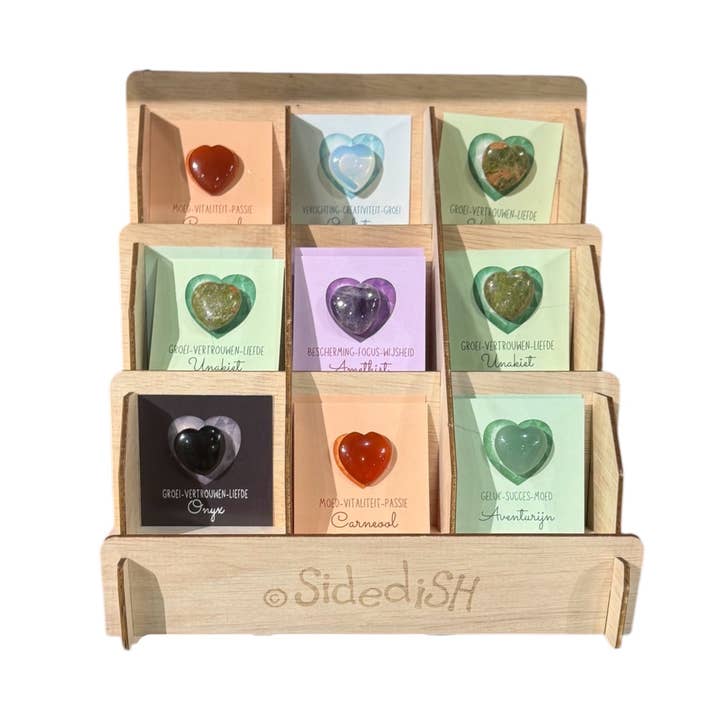 Gemstone hearts on cards 9 types per 3 for wholesale by Sidedish Cards