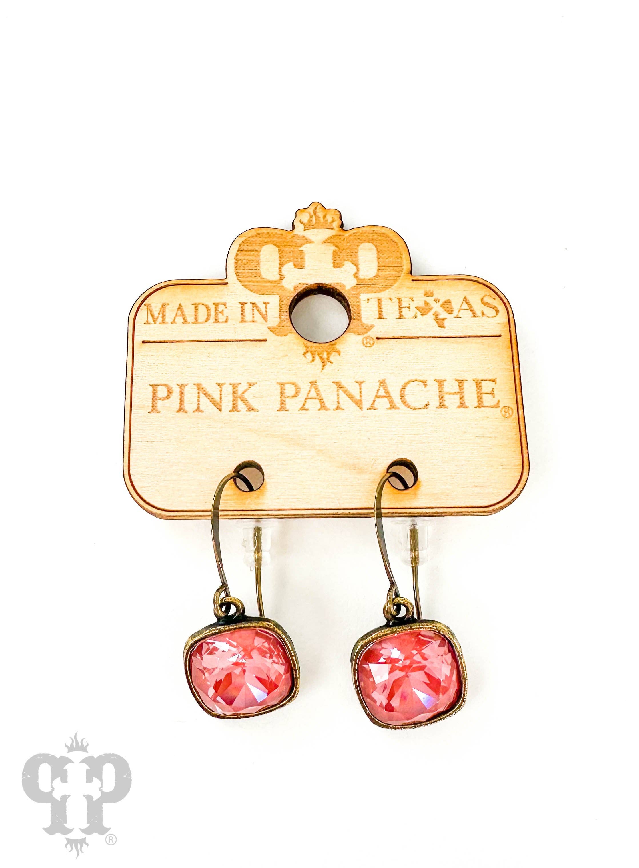 Pink Panache Brands - Wholesale Dangle Earrings - Austrian square crystal hook earring, 12mm12