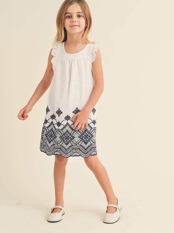 heart and arrow - Wholesale Dress – Kids - TODDLER KIDS GIRLS FRILL SLV EMBROIDERY ALINE (2T-4T)