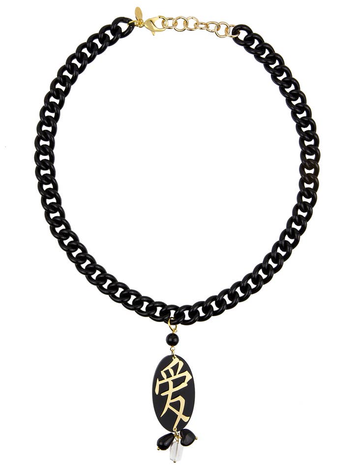 Love Necklace Black Plexi for wholesale by Lebole Maison