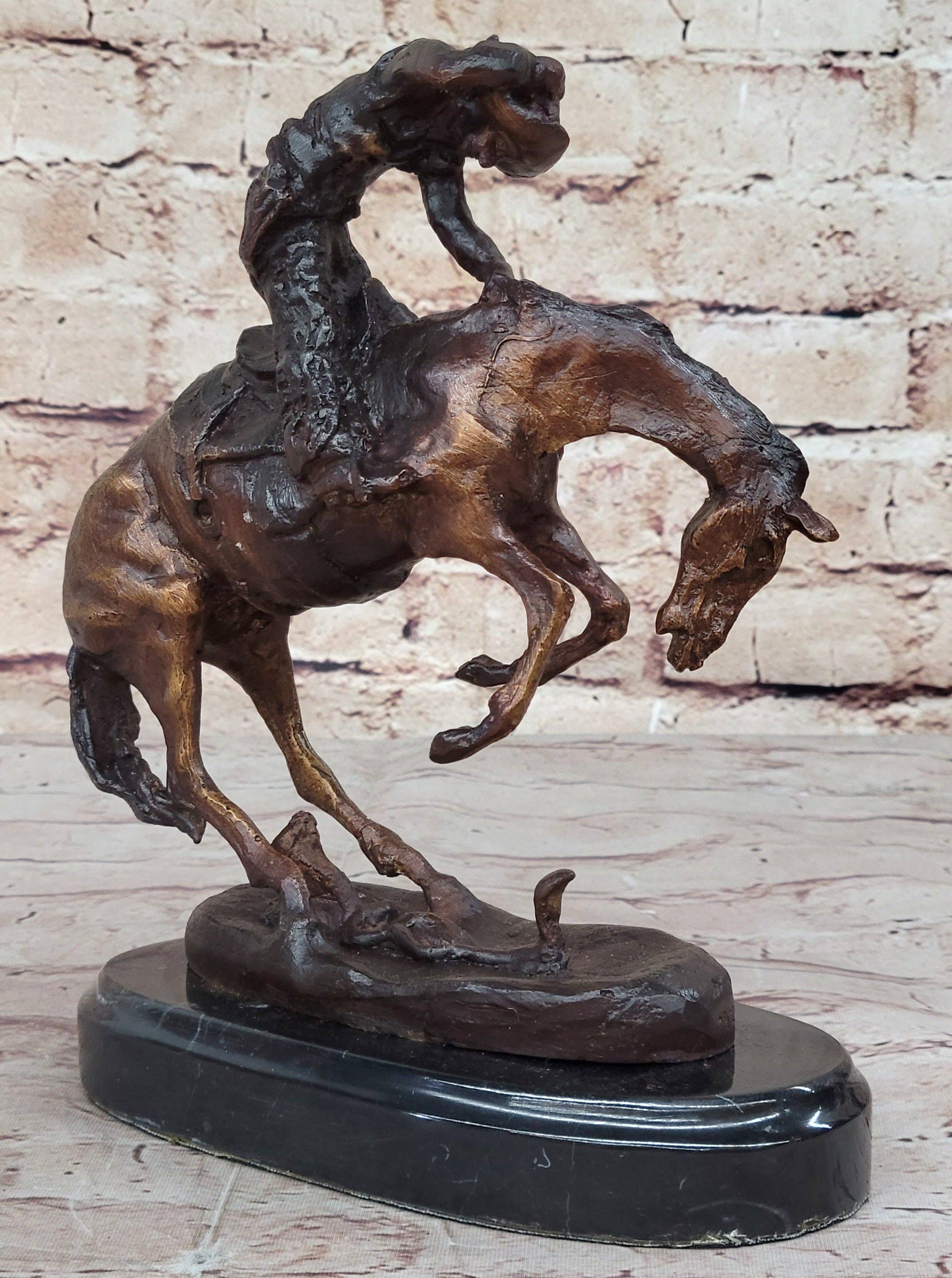 Bronzhaus - Wholesale Sculpture - RATTLESNAKE Frederic Remington Bronze on Marble Desktop Statue Sculpture 9" x 8"0