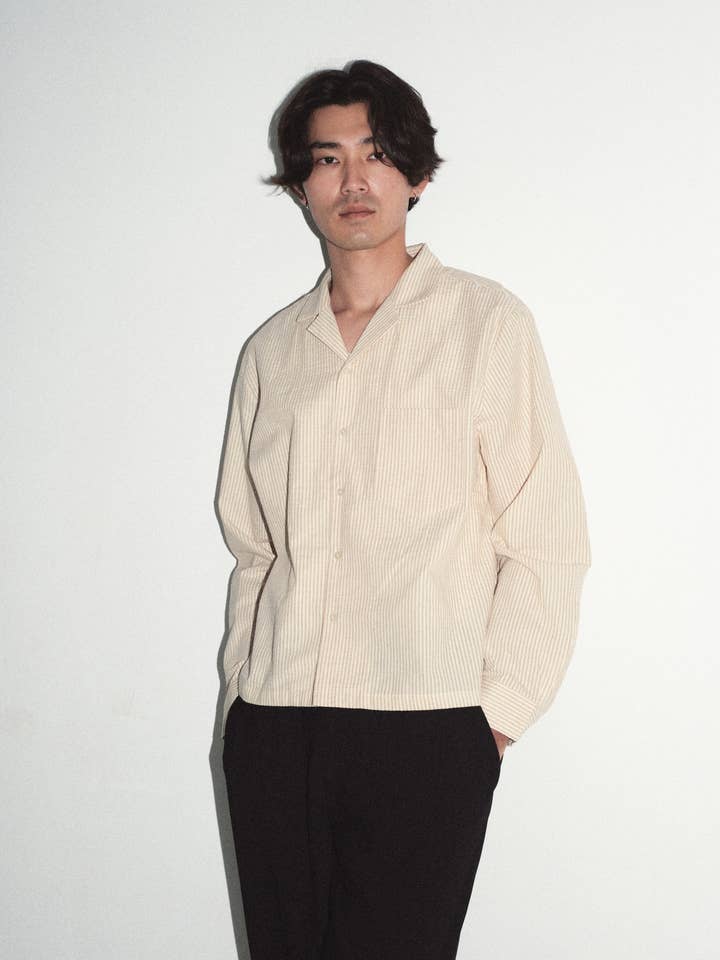 The Dominic Shirt | Cropped Seersucker Button-Down Shirt for wholesale by Common Market