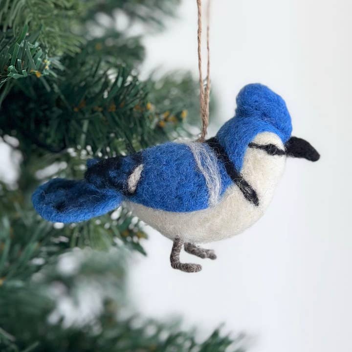 Decorazione in feltro - Blue Jay in feltro ad ago per la vendita all'ingrosso da parte di Ganapati