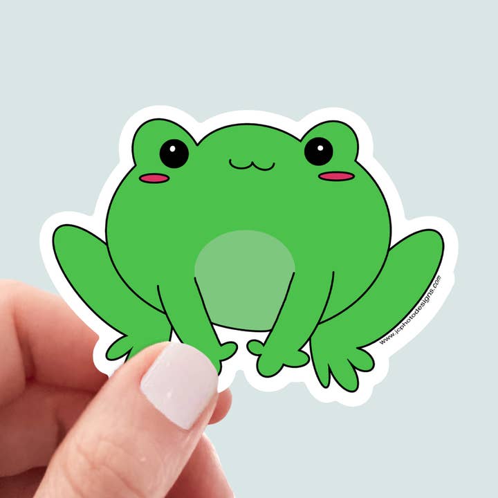 Chubby Green Frog Vinyl Sticker for wholesale by JC Pet Designs