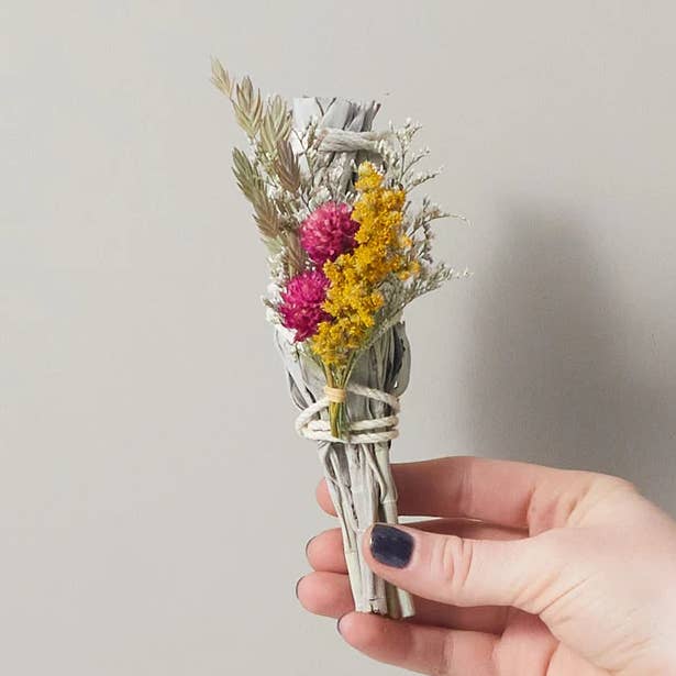 Right Side Hand - Wholesale Sage Bundle - White Sage Smudge Stick with Dried Flowers0