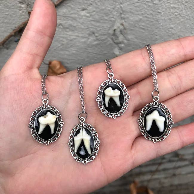 Osteal Blossoms - Wholesale Pendant/Charm Necklace - Cameo Tooth Necklace oddities taxidermy