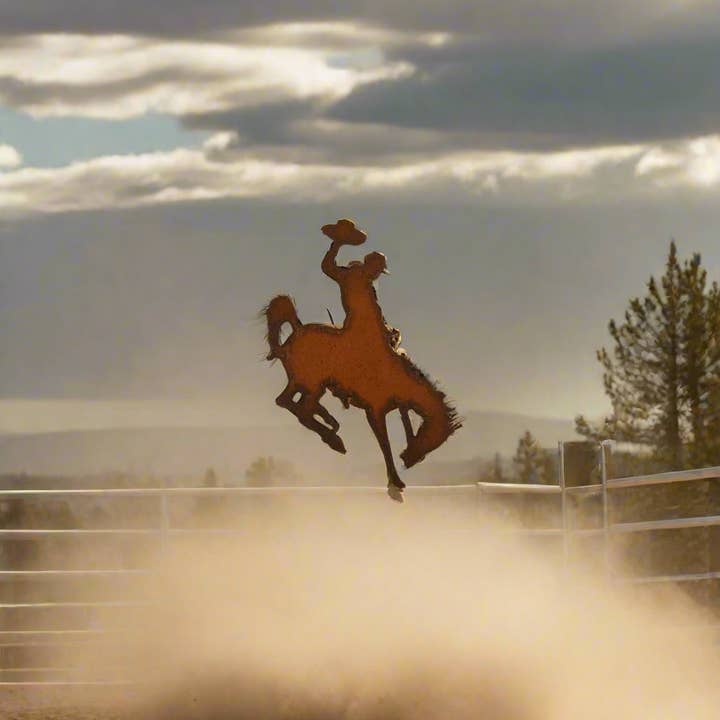 Universal Ironworks USA - Wholesale Magnet - Bronc Rider Wyoming with Hat Magnet