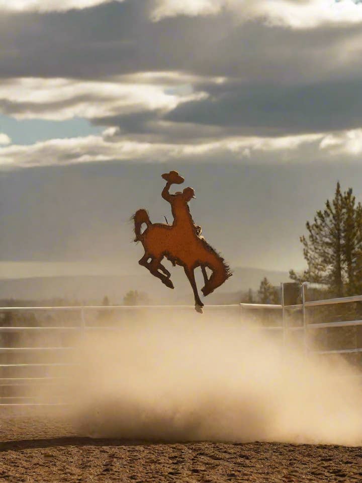 Bronc Rider Wyoming with Hat Magnet for wholesale by Universal Ironworks USA