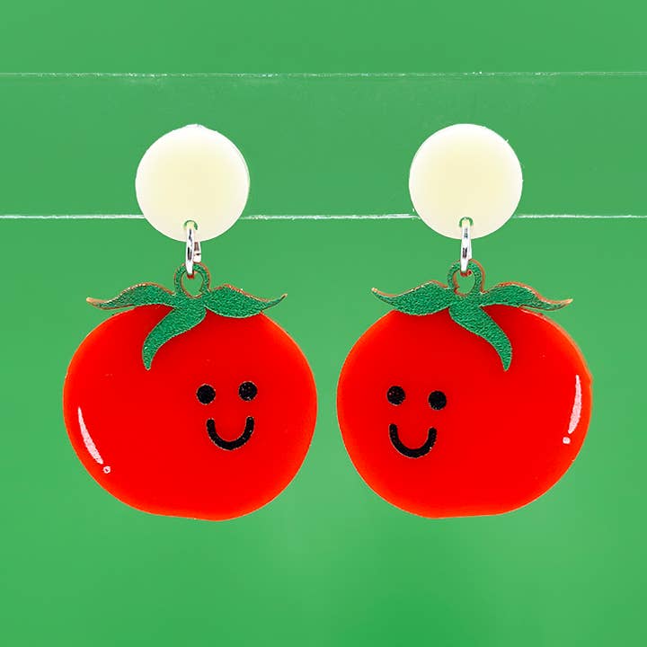 Happy Tomatoes Hanging Stud Earrings for wholesale by Art School Dropout