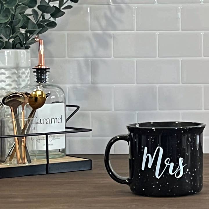 15oz Ceramic Campfire Black Mug - Mrs. Mug for wholesale by Blush Apothecary