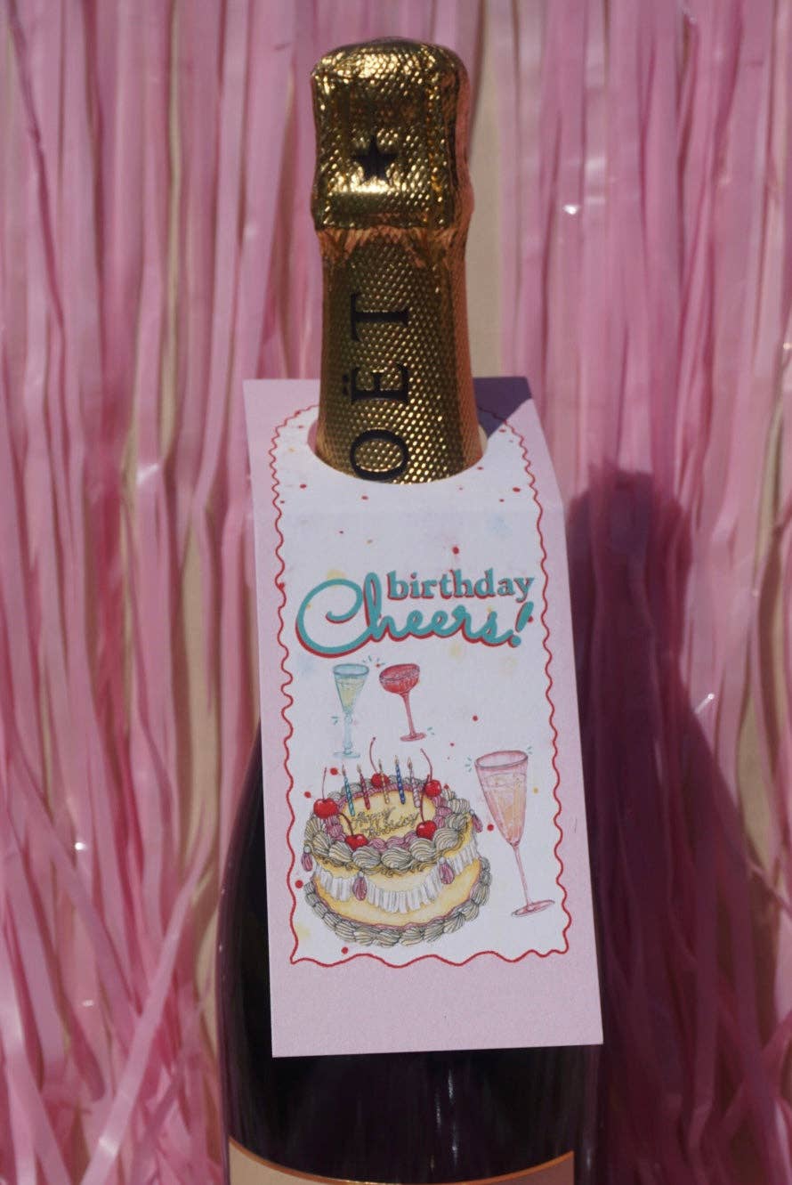 artxnikki - Wholesale Gift tag - "Birthday Cheers!" Champagne Bottle Tag4