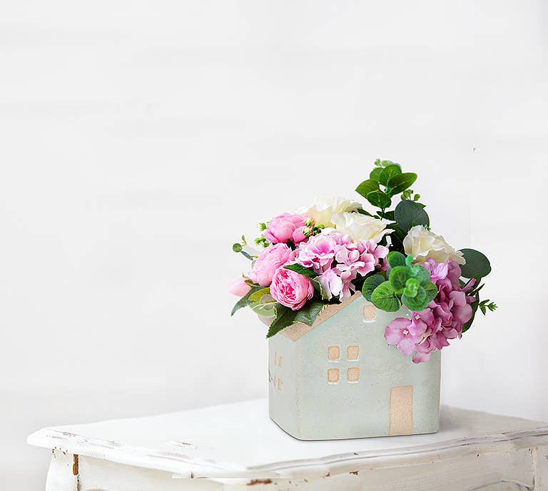 Abbott - Wholesale Plant Pot - Sm House Planter-Aqua-3.75"L1