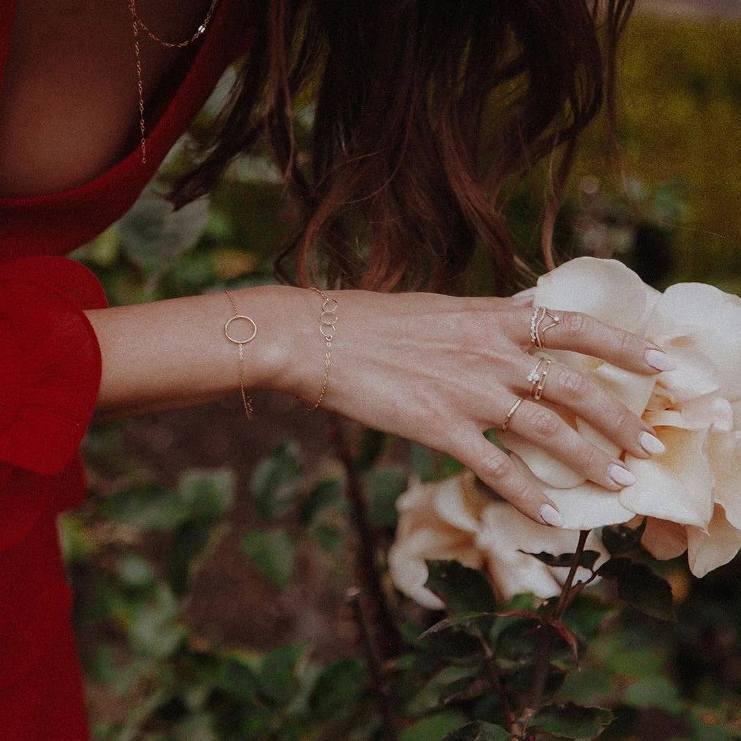 Ofina Jewelry - Wholesale Link & Chain Bracelet - Tiny Triple Diamond Cut Circles Bracelet1