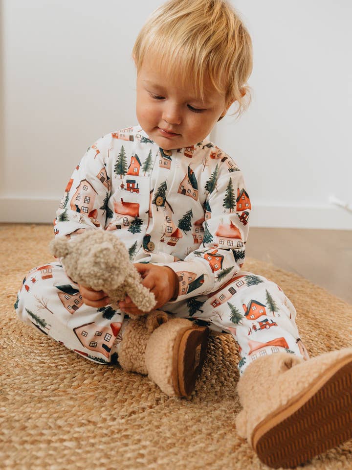 One-Piece Pajamas Little Christmas Village for wholesale by Little Yogi Company
