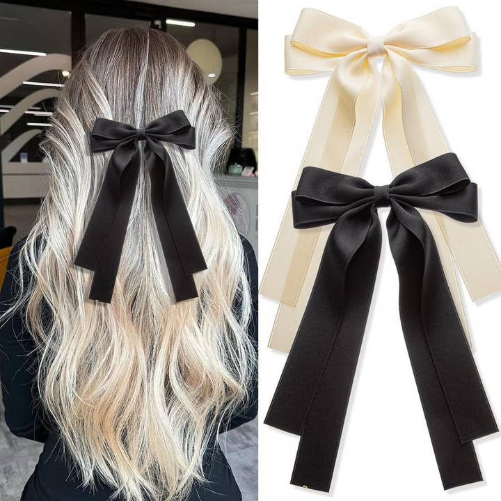 ACCITY - Wholesale Scrunchie - Women's - DOUBLE-LAYER BOW RIBBON TASSEL HAIR ACCESSORIES_CWAHA4161