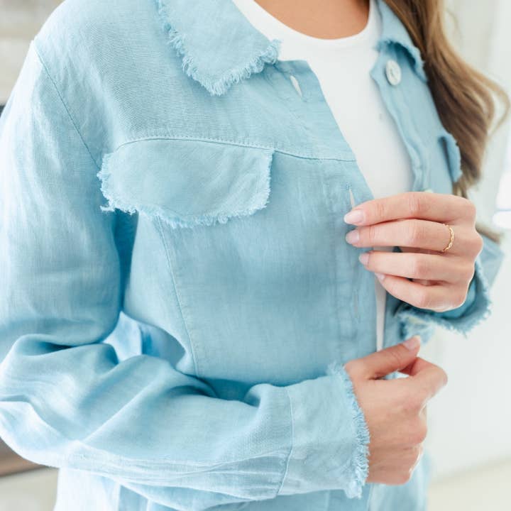 Splendid Iris Threads - Wholesale Shirt Jacket/Shacket - Women's - Linen Button Jacket|Top w/Fraying22