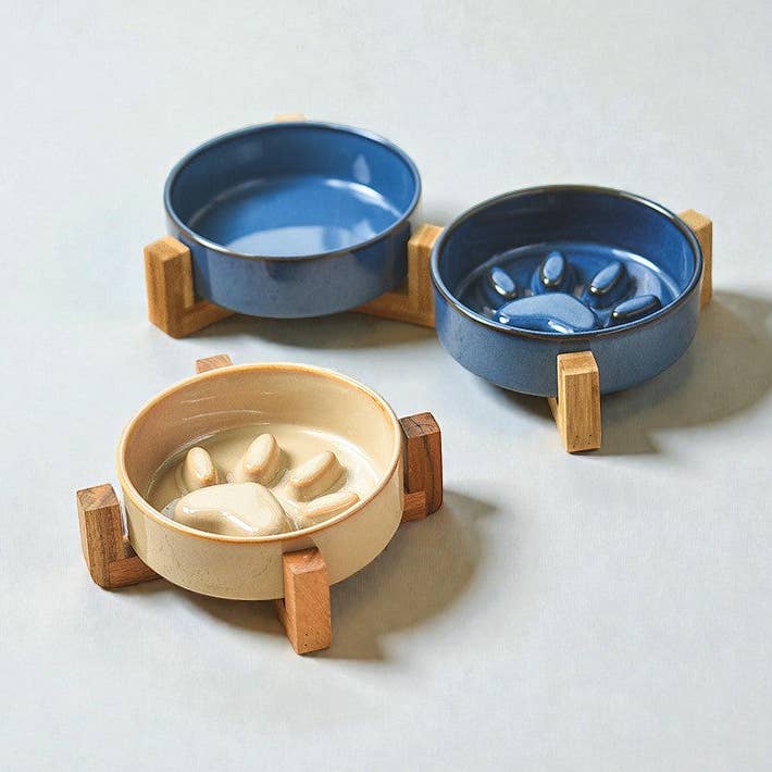 Kiln-Glazed Ceramic Slow Feeder Bowl for Pets for wholesale by SnowBall (We Cover Import Duty to USA)