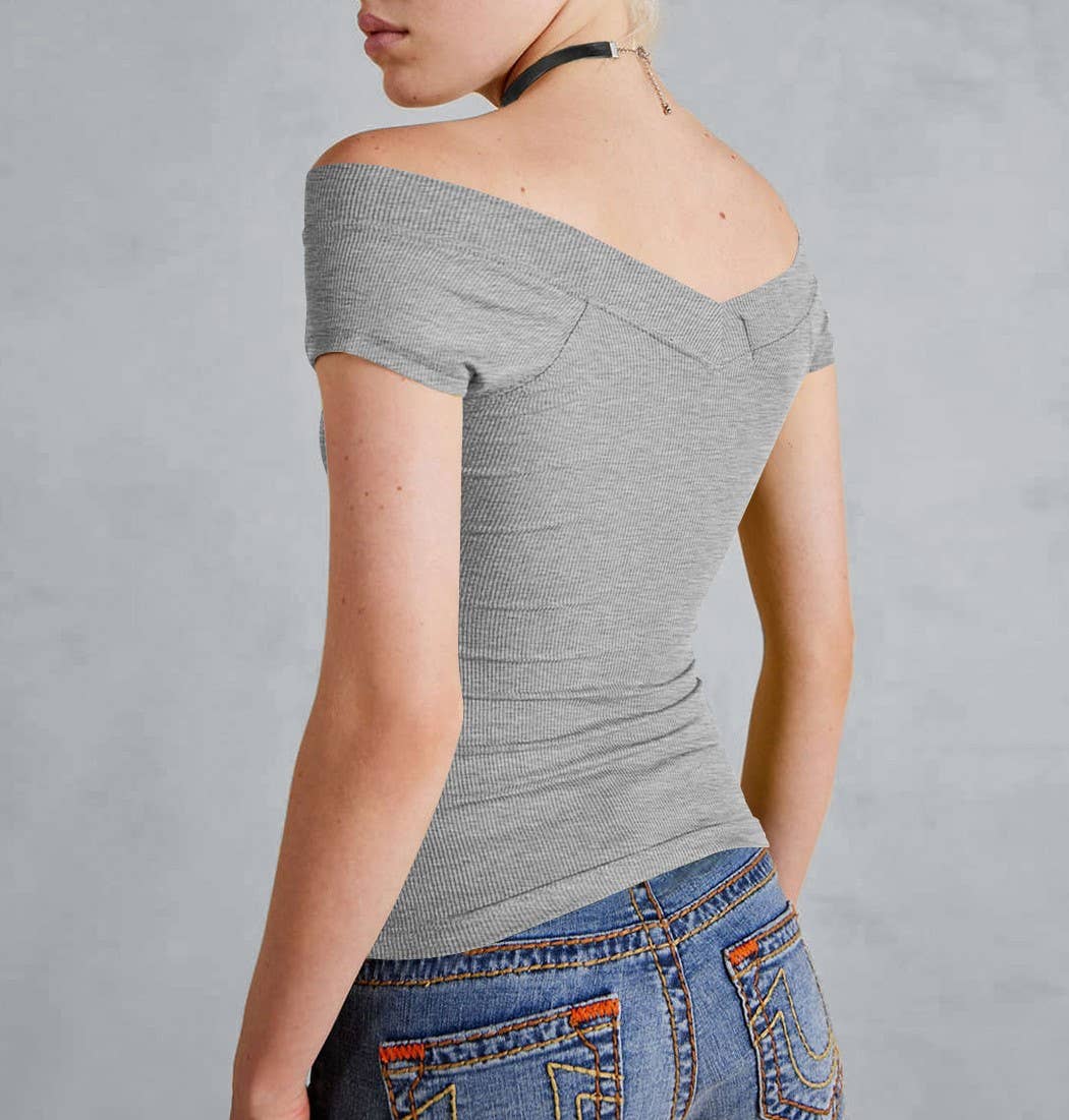 HIDDENBRAND - Wholesale Knit Top - Women's - Slim Solid Color Bottom Shirt T-Shirt15