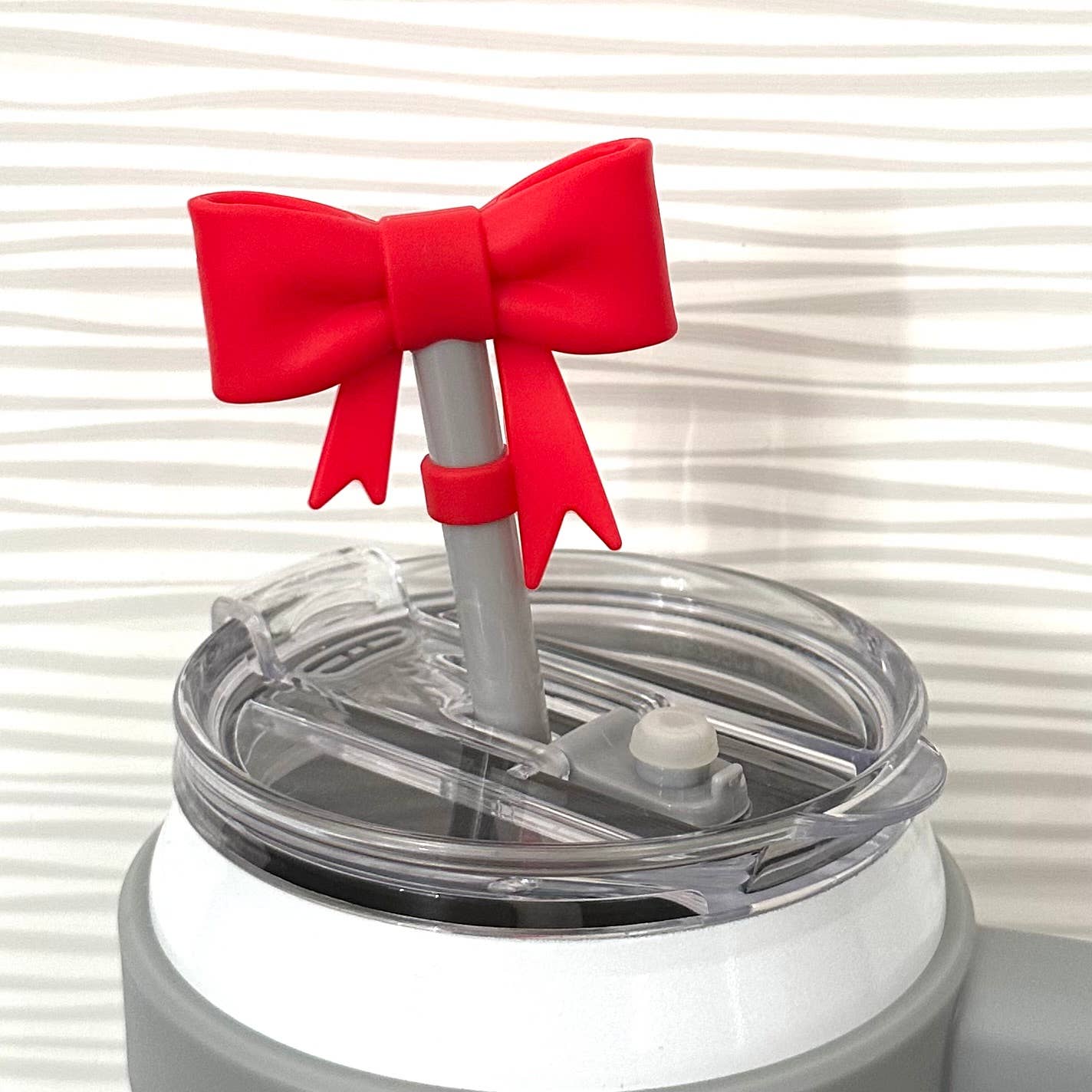 iconic mi - Wholesale Drinking Straw - Straw Cover Topper Large Bow Coquette Red 10mm