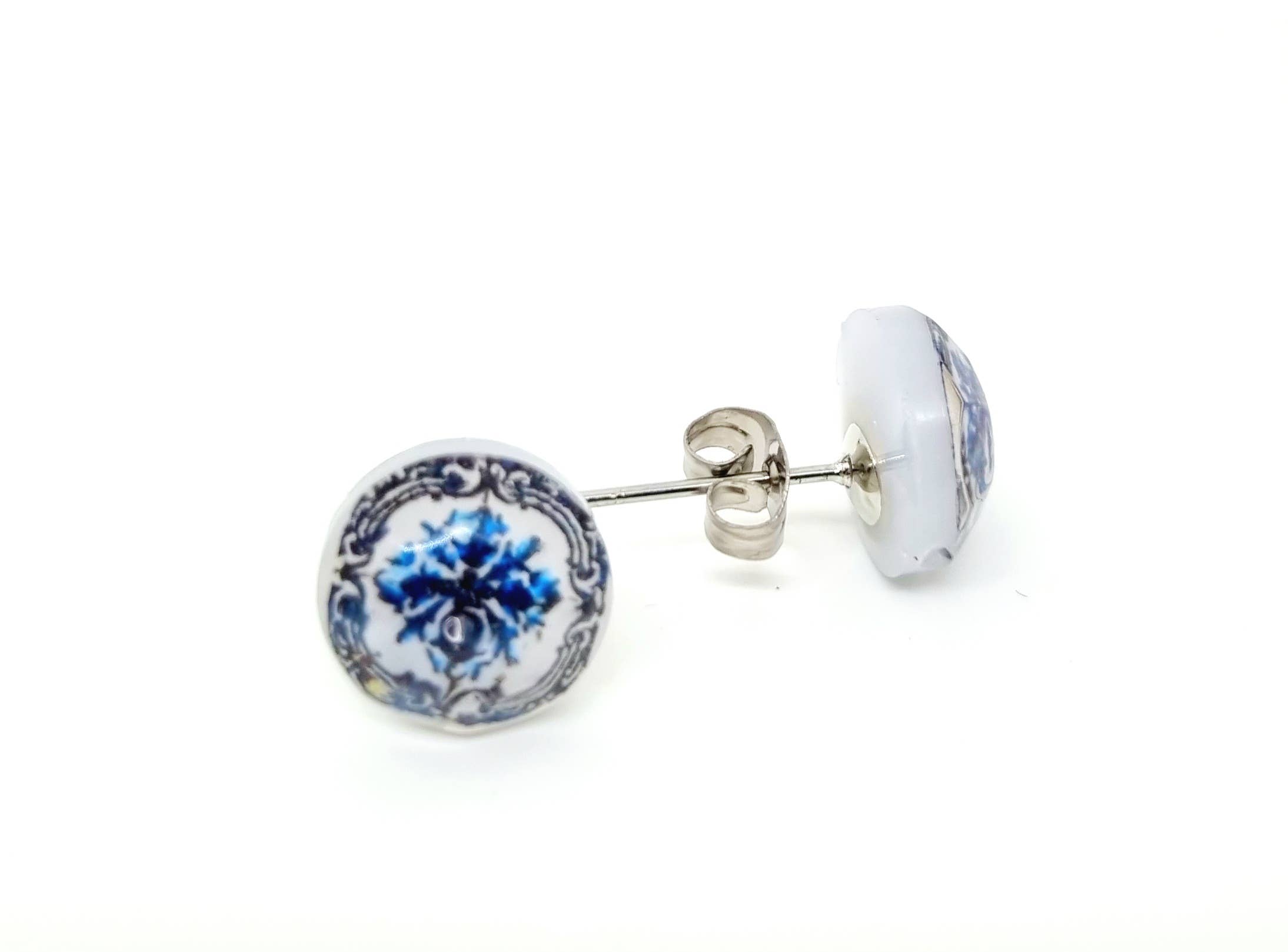 LUSO TILES JEWELRY - Vente Clous d'oreille - Petites boucles d’oreilles rondes en résine UV0