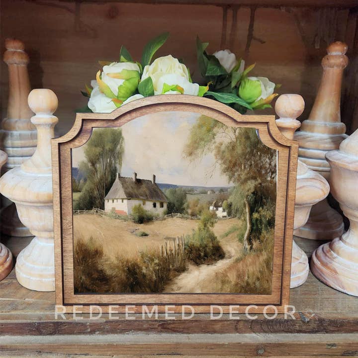 Redeemed Decor - Wholesale Decorative Tabletop Object - Provincial White Cottage Framed Art