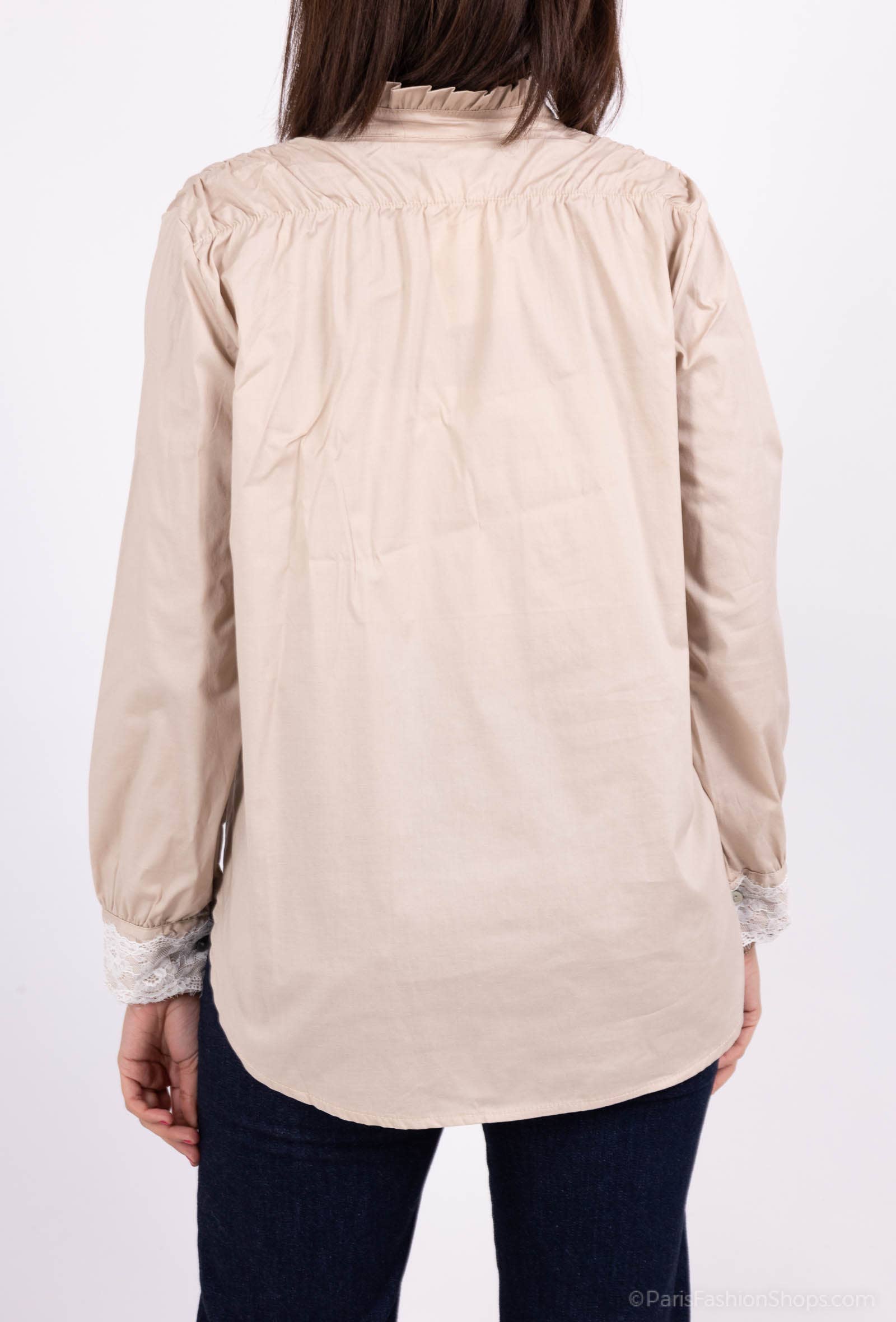 Pépouz' Paris - Vente Chemise à col boutonné – femme - Chemise col mao avec dentelle PC251813
