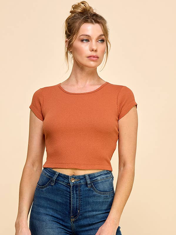 RT53374 - CREW NECK CAP SLEEVE TOP for wholesale by Heart & Hips