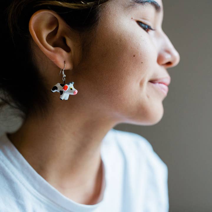Lucia's Imports - Wholesale Dangle Earrings - Cow Ceramic Earrings2