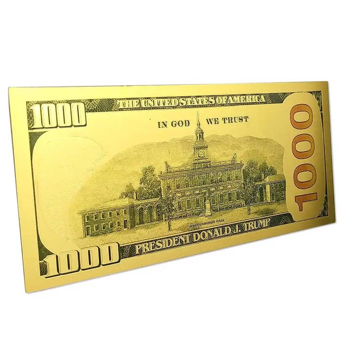 Blinkee.com, LLC - Vente Cadeau amusant/original - Billet commémoratif Donald Trump plaqué or de 1000 USD