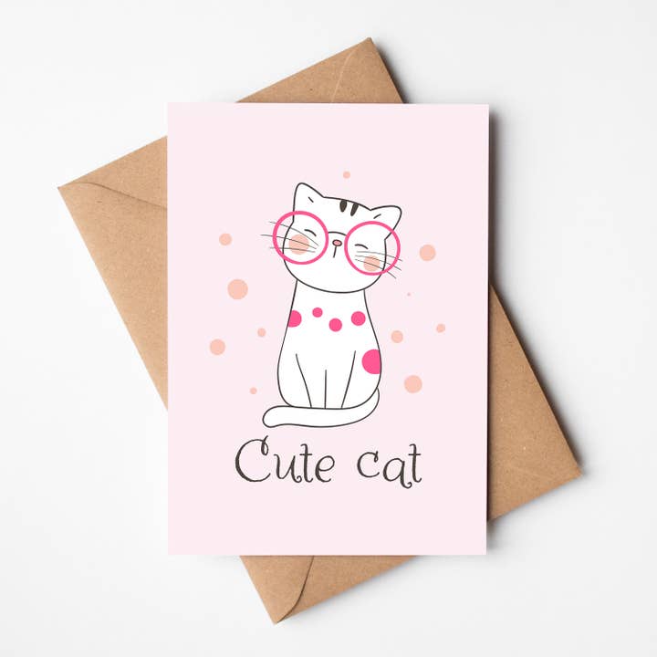 Süße rosa Katzen-Karte — PC23 für den Großhandel von Printii Cards