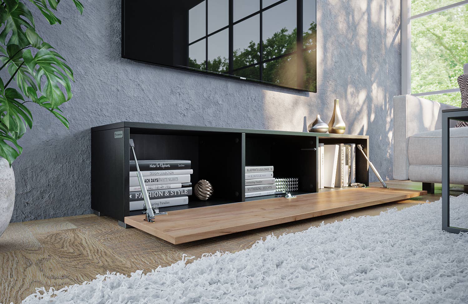 PLATAN ROOM - Wholesale Console Table - TV Cabinet TV Stand 140 cm Hanging or Standing12