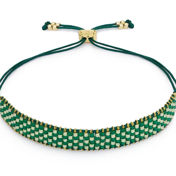 Fritta Green & Gold Beaded Friendship Bracelet for wholesale by Boho Betty
