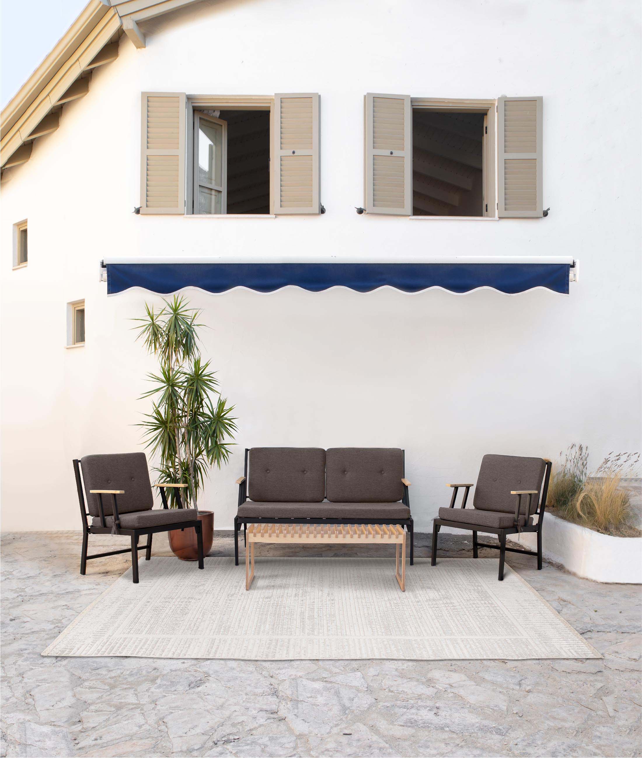 Multi Colored Koza Home Mist Brown Double Garden Chair Black Frame 6006 Double for wholesale on Faire0