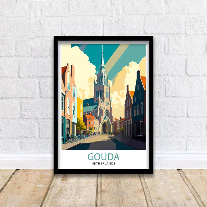InkNPrintz – wholesale Art print – Gouda Netherlands Trave Poster Gouda Wall Art Gouda Home Decor Gouda Illustration Gouda Poster Gouda Gift Netherlands Travel Poster3