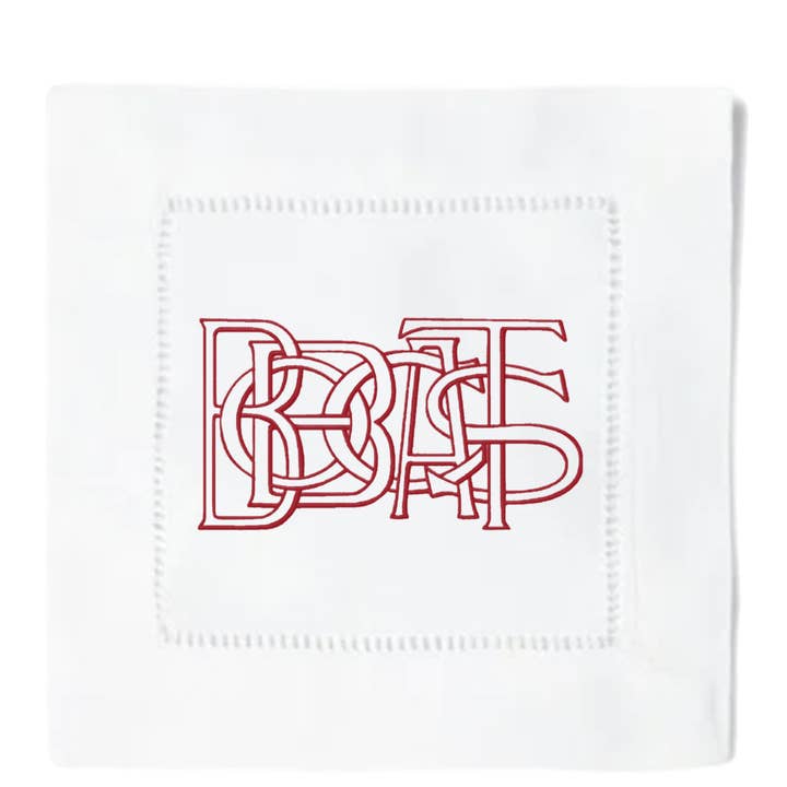 Bobcats in elkaar grijpende cocktailservetten voor wholesale door Blythe Embroidery Co.