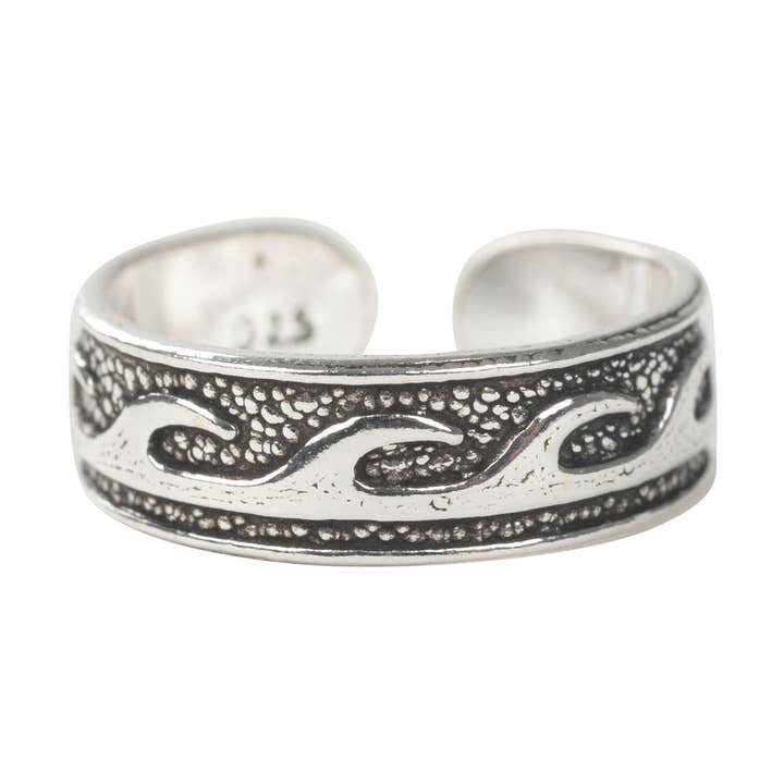 Sølv bølger band tå ring for engroshandel hos Benjamin International