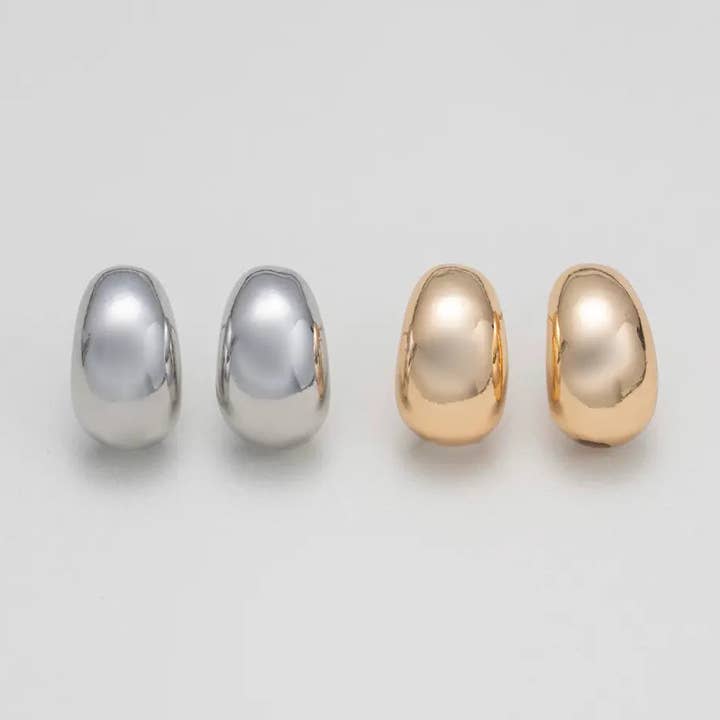 Polished Arc Earrings in Gold/Silver-Tone with Silver Post for wholesale by Silver Sara