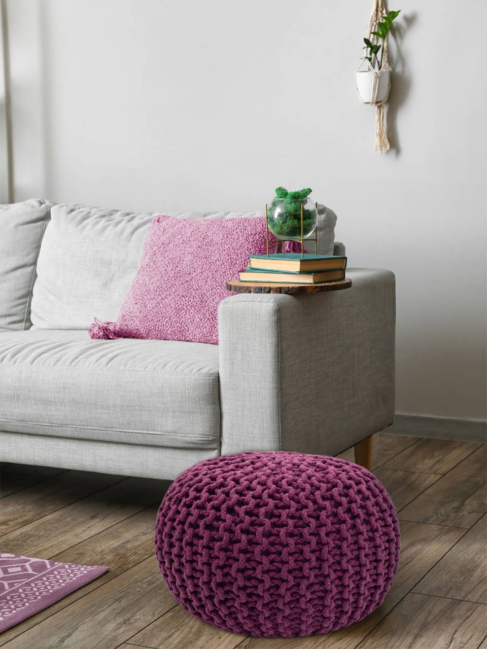 Voglrieder - Wholesale Pouf - Pouf, diameter 55 cm, knitted stool, pouf, pouf, floor cushion, large75