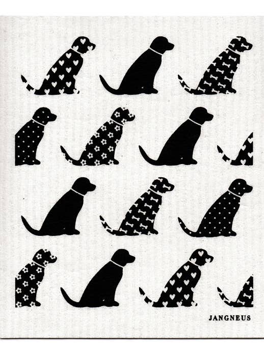 Swedish Dishcloth - Dogs - Black for wholesale by Jangneus