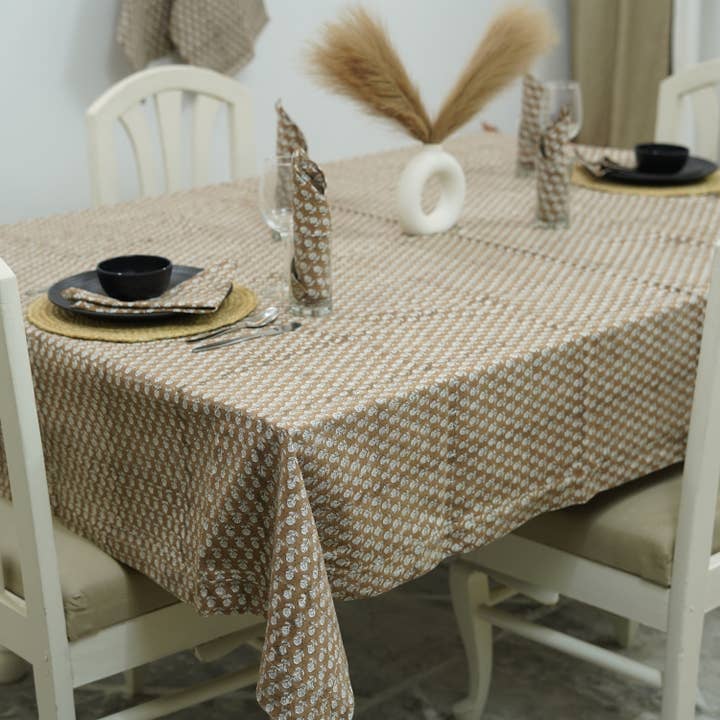 Fabdivine - Wholesale Tablecloth - Artfully Hand Block Printed Table Cloth -Tarangini