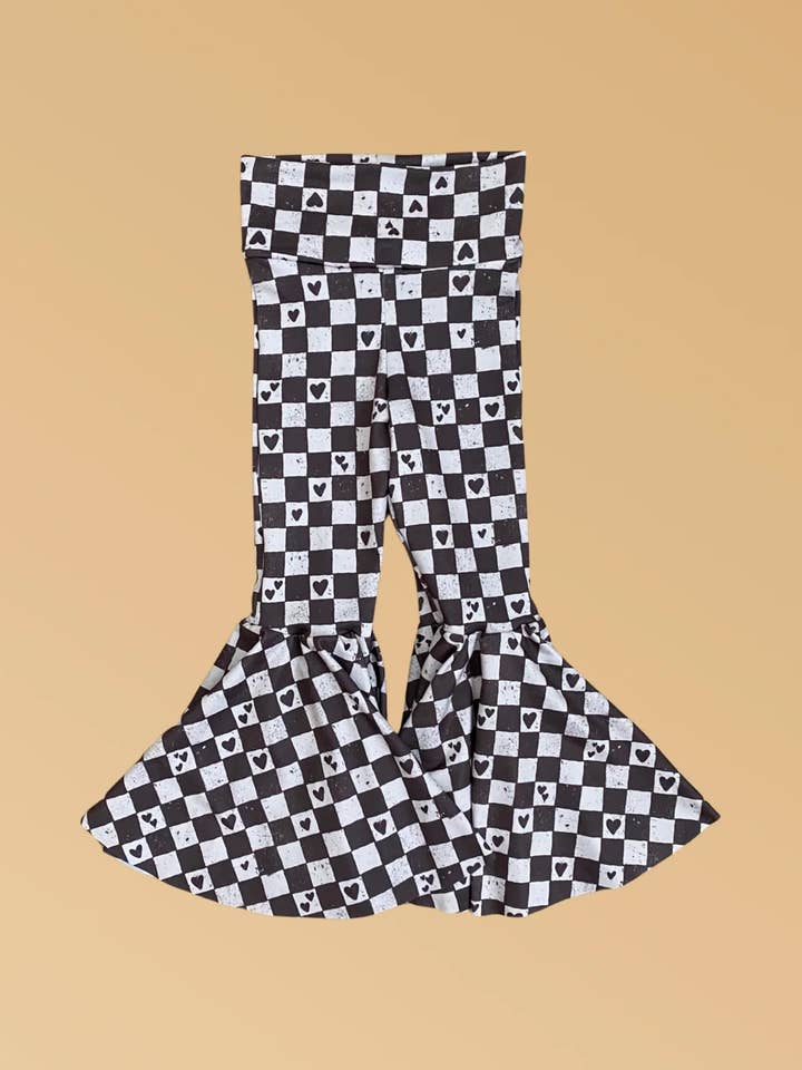 Checkered Girls Bell Bottom Pants for wholesale by Char and Chlo
