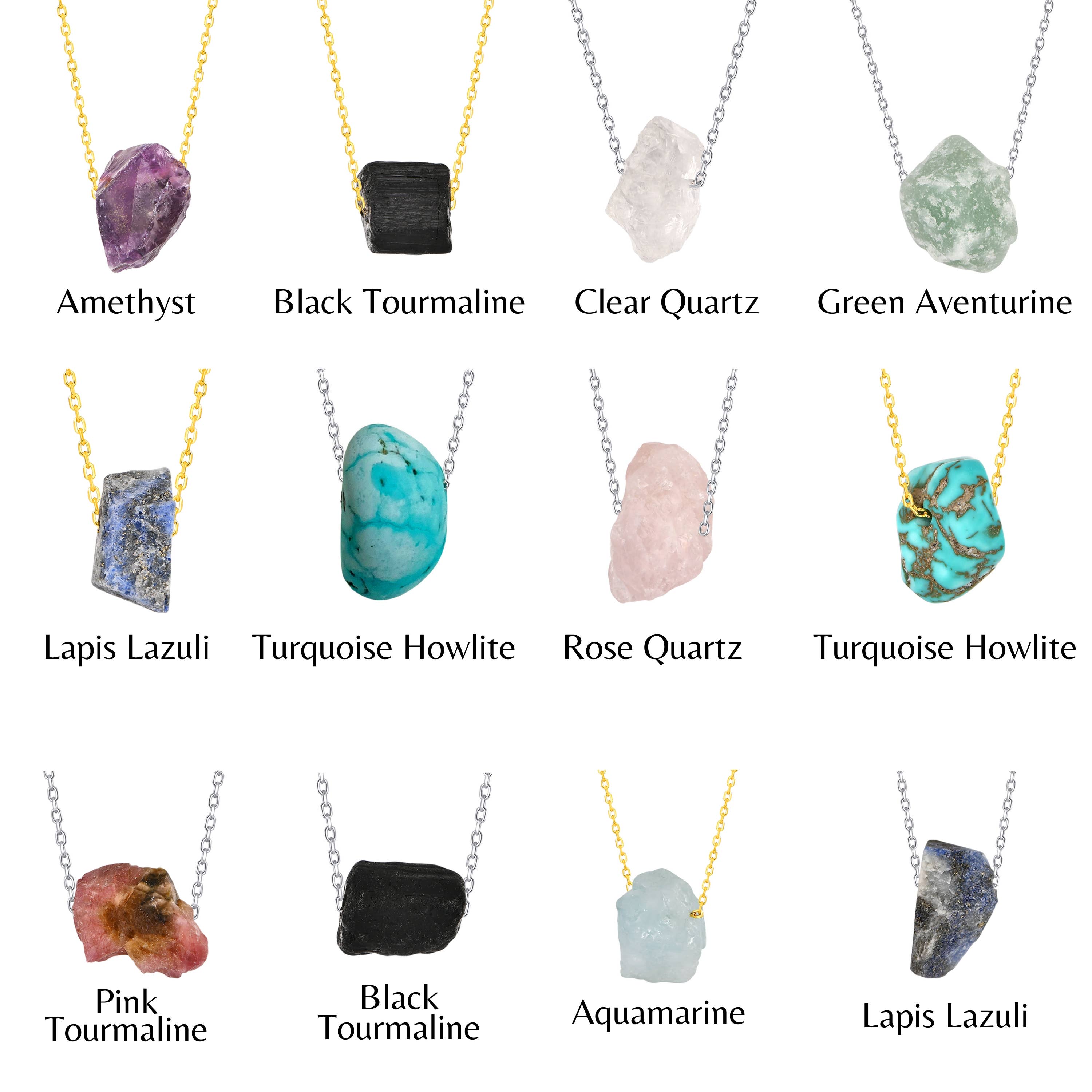 Soul Charms - Wholesale Pendant/Charm Necklace - Dainty Raw Crystal 14K Gold, Silver Birthstone Necklace7