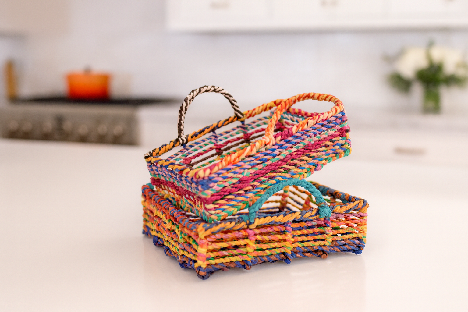 Rahab's Rope - Wholesale Decorative Tray - Sari Wrapped Wire Square Tray0