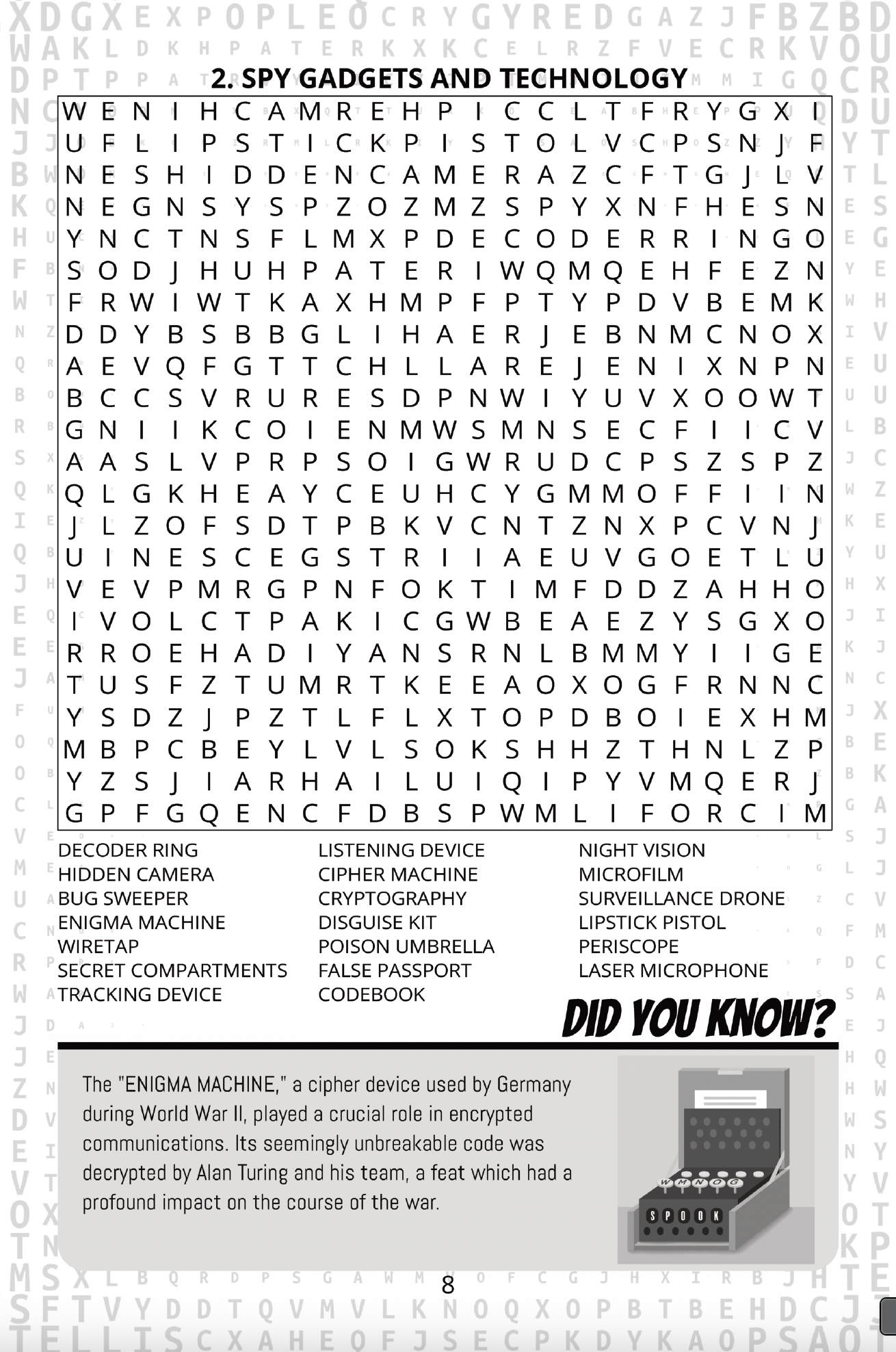 Unscreen Yourself! - Wholesale Puzzle - Adult - The Art of Espionage – Spy-Themed Word Search with Trivia5