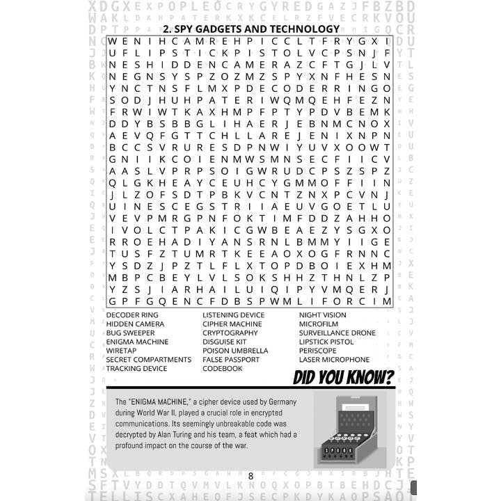 Unscreen Yourself! - Wholesale Puzzle - Adult - The Art of Espionage – Spy-Themed Word Search with Trivia5