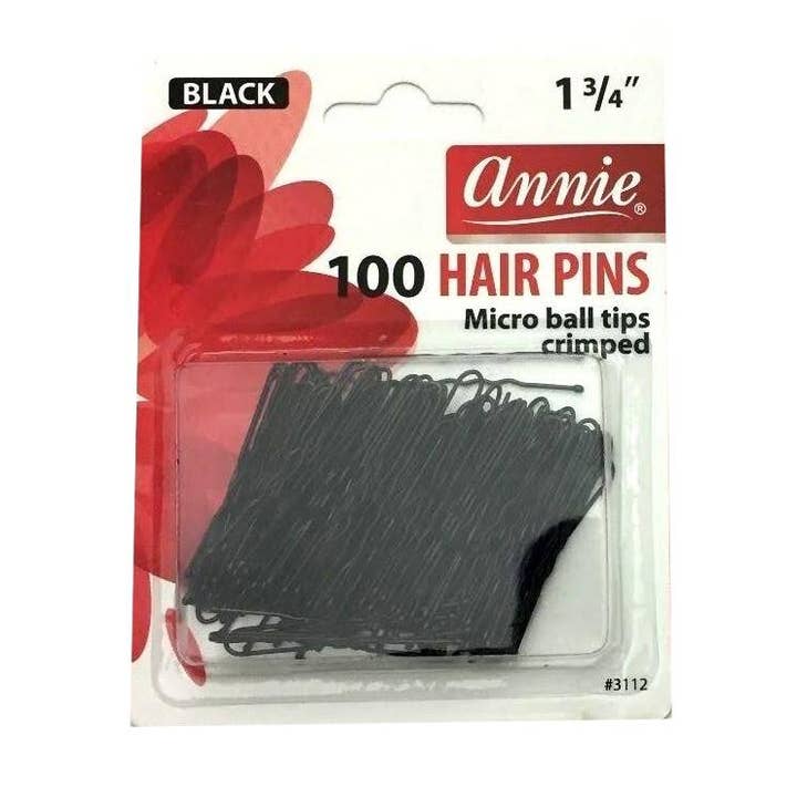 Annie HairPin Crimped Micro Ball Tips Black,1 3/4",100/PK for wholesale by KT Supply