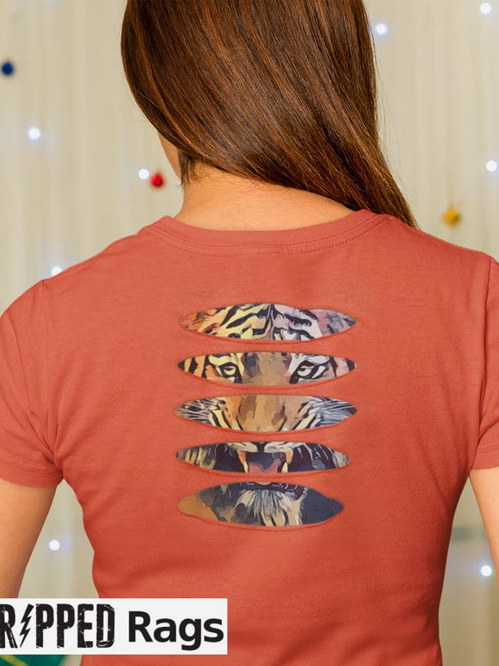 Ripped Rags Tough Tiger Women's Ripped T-shirt for wholesale by Ripped Rags