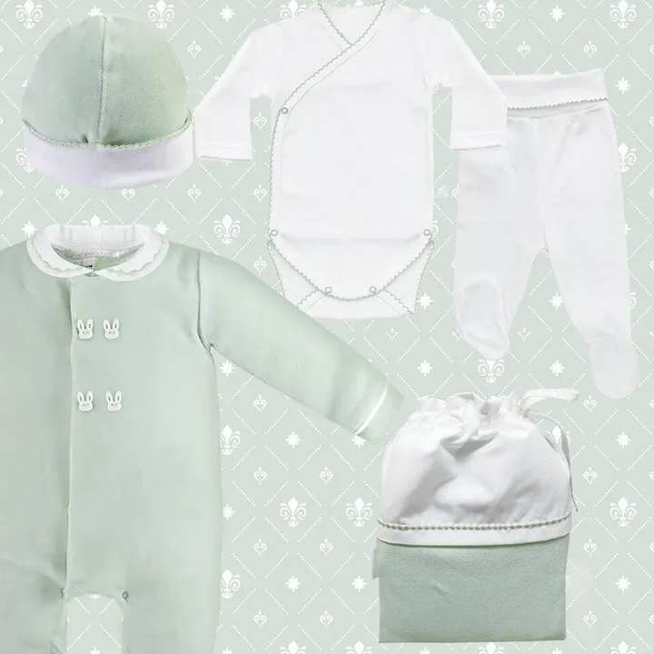 Pim-Pam-Pum - Wholesale Clothing Set - Baby - First Mini Sweet Green Outfit